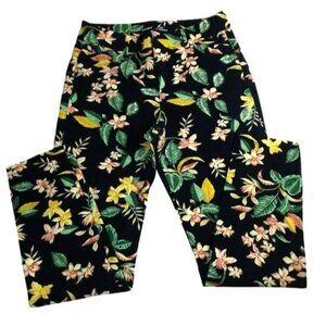 Old Navy Womens Pants Blue Green Yellow Floral Print High Rise size 10     JH811